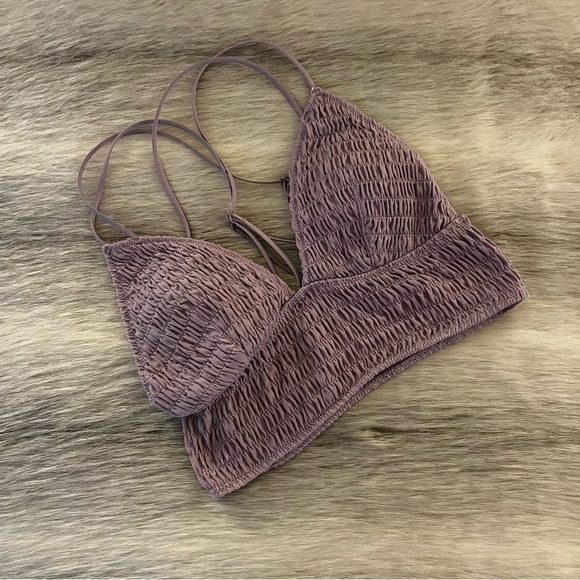 PINK by VICTORIA’S SECRET Deep Lilac Lavender Smocked Triangle Bralette S - Picture 1 of 8